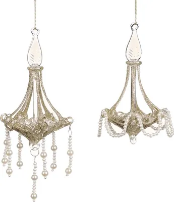 Produktbild von Goodwill Weihnachts-Anhänger-Kronleuchter aus Glas, Gold, sortiert, 2 Stück.