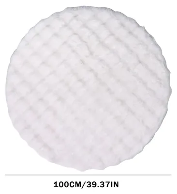 Produktbild von Rundes Schaffell-Teppich Weiß - Ø 100 cm - Flauschiger Kunstfell-Teppich