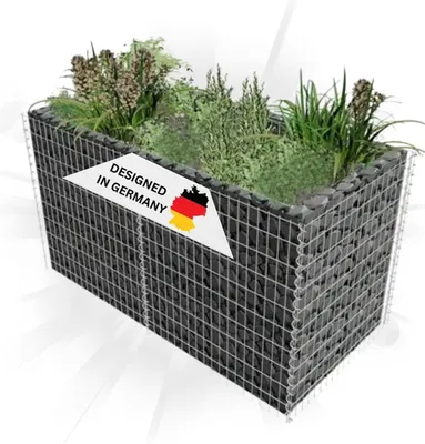 Produktbild von DELUKE® Gabionen Hochbeet ROON aus Stahl | 180×90×100cm | Steinkorb Gabionengitter Ziergabione Steingabione Drahtkorb befüllbar