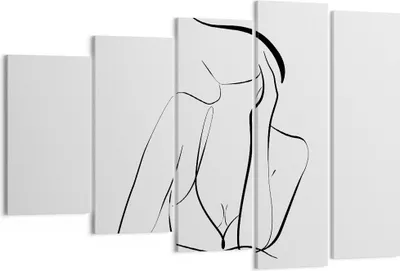 Produktbild von Bild auf Leinwand - Leinwandbild - 5 Teile - Frau Linien Minimalismus - 150x100cm - Wand Bild - Wanddeko - Wandbilder - Leinwanddruck - Bilder - Wanddekoration - Leinwand bilder - EG150x100-4488