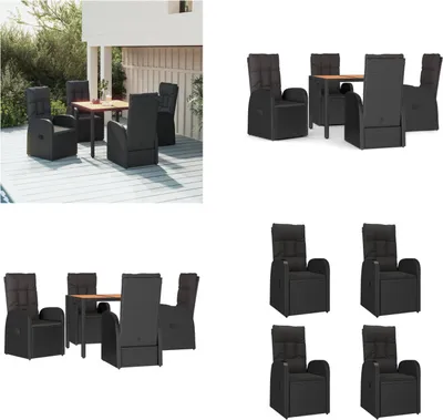 Image de vidaXL 5 pcs. Salon de jardin avec coussins noir Poly rotin - Salon de jardin - Salon de jardin - Salon Terrasse