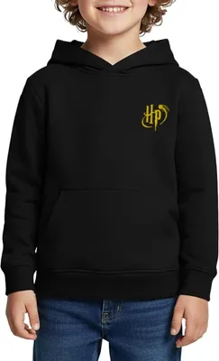 Produktbild von Spreadshirt Harry Potter kleines Logo Stick Kinder Premium Hoodie, 122/128 (6 Jahre), Schwarz