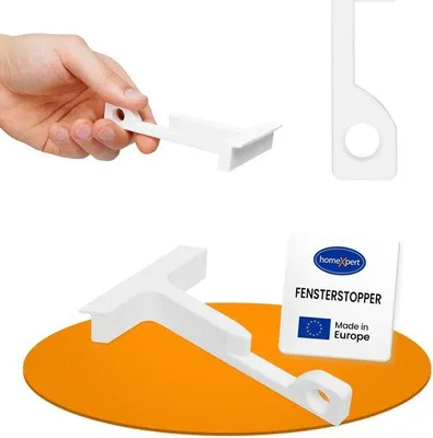 Produktbild von Set aus 6 Stücken in Weiß | Einfache Montage ohne Bohren, für die Befestigung von Kiepramen, Fensteröffnern, Fensterbeschützern, Fensterstoppern