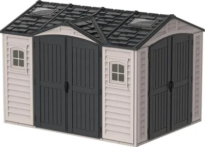 Image de DURAMAX Apex Pro Abri de jardin 7,6 m² + structure du sol, vinyle, - gris/anthracite DURAMAX 40116