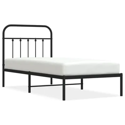 Produktbild von Bettgestell mit Kopfteil Metall Schwarz 90x190 cm