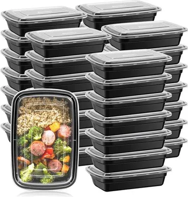 Obrázek produktu pro 50 ks nádob na jídlo, krabičky na oběd s víkem, přenosné, vhodné do mikrovlnné trouby, do kuchyně, na piknik