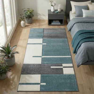 Produktbild von Carpetsale24 Designer Wohnzimmer Teppich Modern Weicher Kurzflor Teppich Konturenschnitt Pflegeleicht, Grösse: 80x150 cm