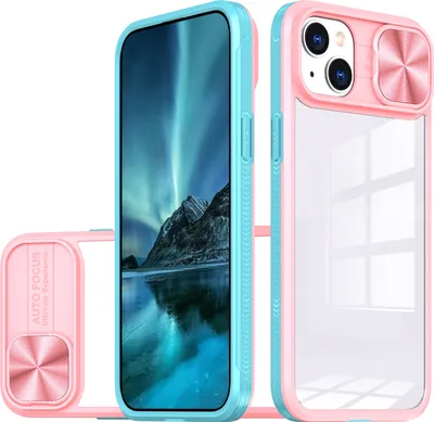 Produktbild von Hülle für iPhone 15 Plus Transparent TPU Bumper Schutzhülle mit Schiebe Kamera Schutz Pink