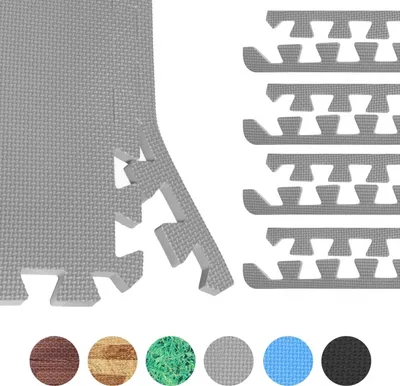 Produktbild von GORILLA SPORTS® Schutzmatten Endstücke - 8 Stücke, 60 cm, Rutschfest, EVA Schaumstoff, Grau - Randstücke für Bodenschutzmatten, Trainingsmatte, Bodenmatte, Fitness Unterlegmatte