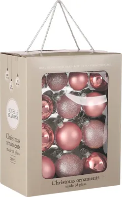 Produktbild von Mica Decorations Weihnachtsbaumkugeln-Set - 26 Stück - Ø7 cm - Rosa