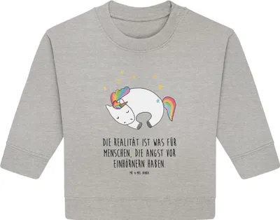 Produktbild von Mr. & Mrs. Panda Organic Baby Pullover Einhorn Nacht 6. - 12. Monat - Heather Grey - Geschenk, Unicorn, Menschen, Bullover, Ruhe, Einhörner