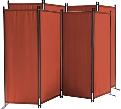 Produktbild von 2 Stück Paravent 4 Teilig 165 x 220 cm Rotorange - Garten & Balkon Sichtschutz Stellwand Innen & Außen - Raumteiler Trennwand Faltbar Blickdicht & Wetterfest