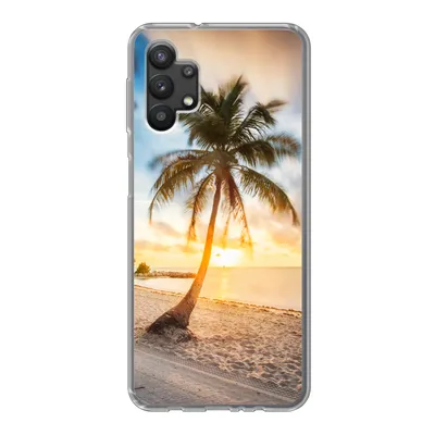 Produktbild von MuchoWow® Handyhülle Schutzhülle Hülle für Samsung Galaxy A32 5G Sonnenuntergang - Strand - Palme Silikon Softcase Handy Hülle - Softcase