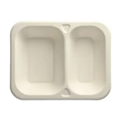 Produktbild von Papstar Siegelschalen aus Zuckerrohr, 2-geteilt, 18,5 x 23,5 cm, weiß 6 x 100 Stück