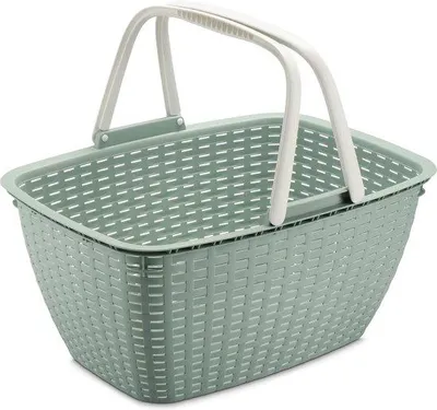 Image de Panier de transport en plastique - Léger - Pour les courses - Modèle rigide - Vert (1 pièce)