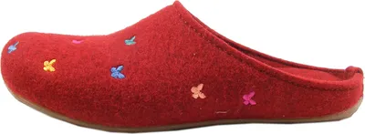Produktbild von Haflinger Damen Hausschuh Pantoffel Wollfilz Stickerei Everest Farfalline 484014, Größe:42 EU, Farbe:Rot