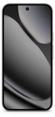 A front-facing view of a smartphone with a dark, abstract wallpaper.