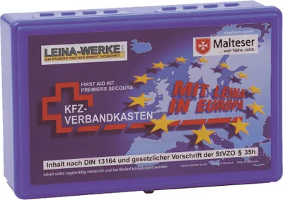 Produktbild von LEINA KFZ Verbandkasten Euro Inhalt DIN 13164 blau