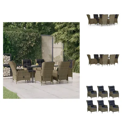 Produktbild von vidaXL 7-tlg. Garten-Essgruppe Braun Poly Rattan -  Gartenmöbel-Sets