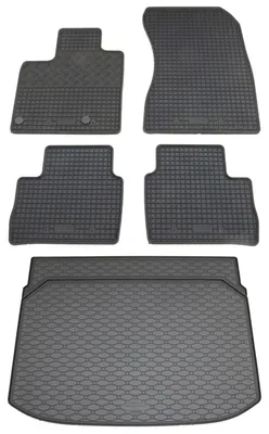 Rigum Gummi Fußmatten + Kofferraumwanne im Set für Nissan Qashqai 3 J12, schwarz
