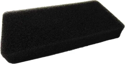 A black foam filter is shown against a white background.