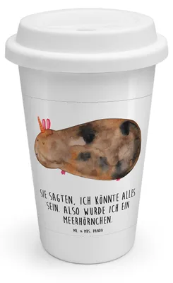 Produktbild von Mr. & Mrs. Panda Thermobecher Einhorn Meerschweinchen - Weiß - Geschenk, Meerhörnchen, Kaffeebecher To Go, Coffee Becher, Meerschwein, Unicorn, Mehrwegbecher, Einhörner