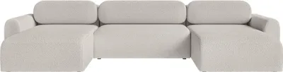 Produktbild von FEDVE Ecksofa Lome U aus weichem Stoff mit Schlaffunktion, Silber