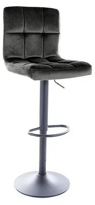 Image de Tabouret de bar en velours "C105" - Noir - l 42 x H 96 cm