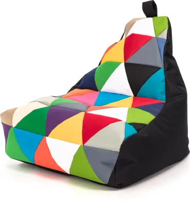 Produktbild von Ecopuf, Keiko Patchwork Sessel Outdoor, Sitzsack, Schwarz Nc14, Klein