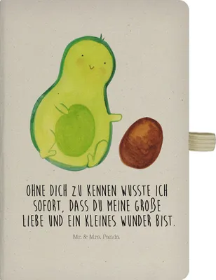 Produktbild von Mr. & Mrs. Panda Tagebuch Avocado Kern rollt - Transparent - Geschenk, Notizbuch A5, Geburtstag, Säugling, Skizzenbuch, Schwangerschaft, Kladde, Journal, Geburt, Baby