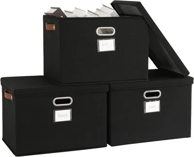 Obrázok produktu pre 3 kusy úložných boxov s vekom, skladacie, látkové, veľké úložné nádoby