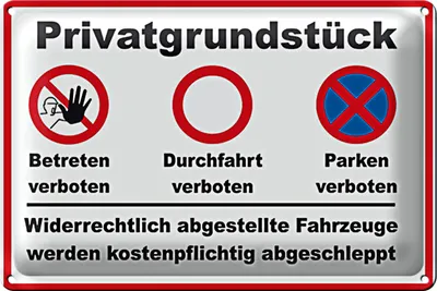 Produktbild von Blechschild Parken 18x12cm Privatgrundstück betreten Verbot