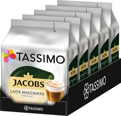 Produktbild von TASSIMO Jacobs Typ Latte Macchiato Vanilla 5er Pack T Discs Kapseln 5x8 Getränke