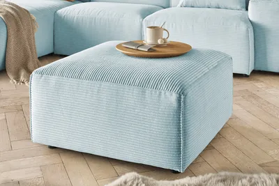 Produktbild von KAWOLA Hocker RANI Polsterhocker Cord hellblau