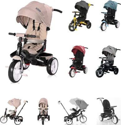 Produktbild von Lorelli Tricycle Jaguar 4 in 1 Schiebestange Sitz drehbar, verstellbar, Faltdach hellbraun