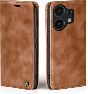 Produktbild von Handy Hülle für Xiaomi Redmi Note 13 Pro Klapphülle Bookcase Flip Cover Handy Tasche Etui Farbe: Hellbraun