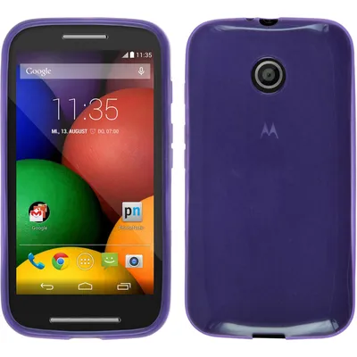 Produktbild von PhoneNatic Case kompatibel mit Motorola Moto E - lila Silikon Hülle transparent + 2 Schutzfolien