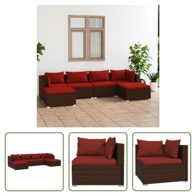 Produktbild von The Living Store 6-tlg. Garten-Lounge-Set mit Auflagen Poly Rattan Braun