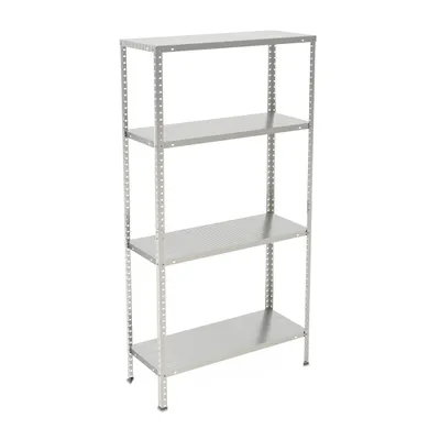 Produktbild von Relaxdays Metallregal verzinkt, 4 Böden, bis 160 kg, Schwerlastregal Stahl, Lagerregal Keller, HBT: 150x75x30 cm, silber