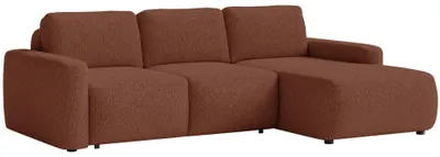 Obrázek produktu pro Selsey Carnos Mini – rohová pohovka s funkcí lůžka, podnožka vpravo, chenille v měděné barvě
