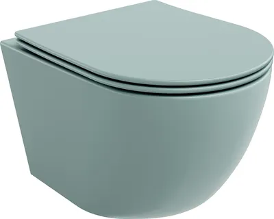 Produktbild von Mexen Lena WC-Schüssel Rimless mit abnehmbarer Slim-Sitzplatte, Duroplast, hellgrün matt - 30224048