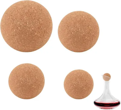 Produktbild von Weinkorken-Set – 4 Stück – 4 verschiedene Größen – Korkenstopfen für Weinkaraffen – Holz-Korkenstopfen für Weinkaraffen, Flaschen und Karaffen, Ersatz, 2,4 Zoll – 6,1 cm