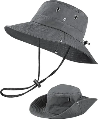 Produktbild von Sonnenhut Herren Damen, Sonnenhut Buschhut Schlapphut, UV Schutz Breiter Krempe Boonie Hat Anglerhut Faltbar Safari Wanderhut Tropenhut