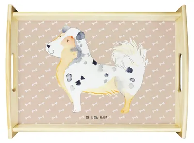 Produktbild von Mr. & Mrs. Panda Servier Tablett Hund Australien Shepherd - Hundeglück - Geschenk, Sprüche, Serviertablett, Spruch, sofatablett, Sofa, betttablett, Küchentablett