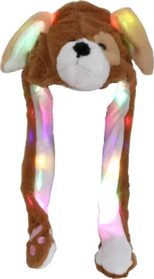 Produktbild von Wackelohr Mütze mit LED und beweglichen Ohren - aus Plüsch, Kostüm für Kinder und Erwachsene: Hund braun sm-482a LED Wackelohr Mütze wählen: Hund braun sm-482a LED