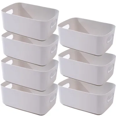 Productafbeelding van 7 opbergboxen van kunststof met handgrepen, 20 × 14,7 × 7 cm, organizers voor badkamer- of keukenkasten, opbergmanden/boxen voor de keuken, opbergboxen
