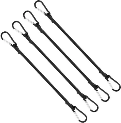 Set von 4 Spannseilen mit Karabinerhaken, starke Expander mit Haken für Garten, Lkw und Zelt (60 cm)