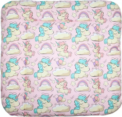 Produktbild von Baby Wickelauflage 70 x 70 cm Wickeltischauflage Auflage für Wickeltisch 32. Einhorn in Rosa