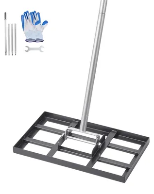 Image de Râteau à gazon VEVOR, plaque de base 431 x 254 mm, râteau de nivellement en acier au carbone inoxydable, 5 hauteurs réglables, outil de nivellement du gazon pour les cours et les terrains de golf