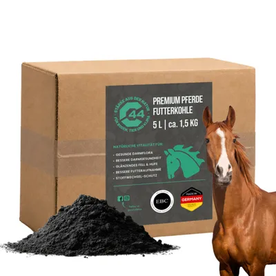 Produktbild von C44 Futterkohle für Pferde | Hilfe bei Kotwasser & Entgiftung - 5L